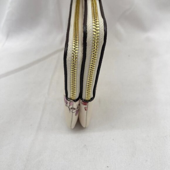 NEW COACH Women’s Double Zip Wallet with Heart Print Canvas CW969 Chalk Multi - Picture 6 of 12